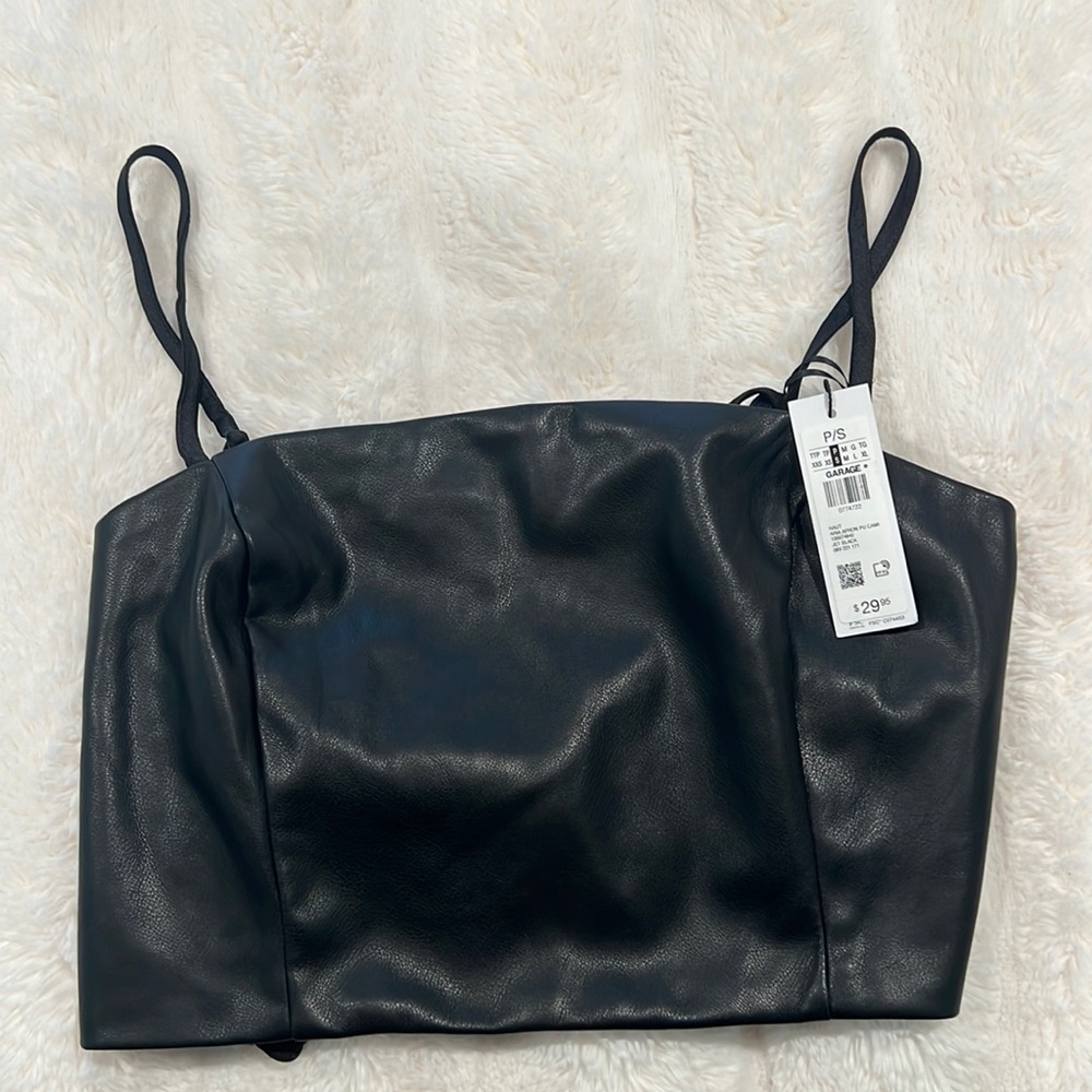 Garage Black Lace Up Cami